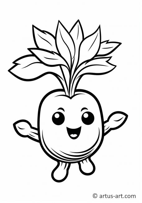Cartoon Turnip Coloring Page